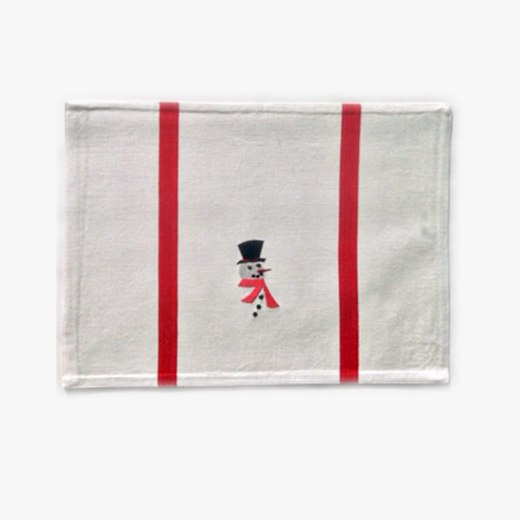 Add a touch of whimsy to your home decor this holiday with this snowman motif placemat set. Makes a wonderful host gift.