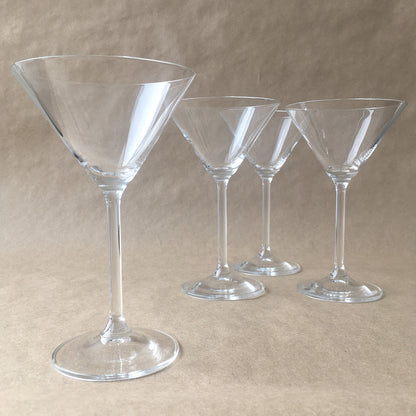 Front view of the Connoisseur Martini Glass, 4 glasses shown.