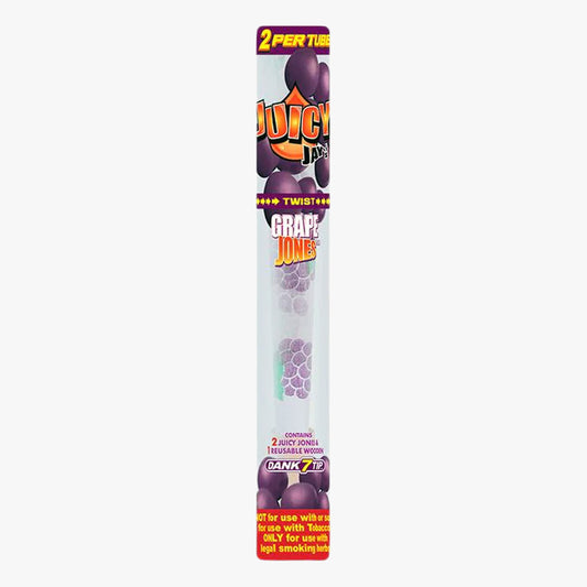 Front view of packaging for Juicy Jay's Pre-rolled Cones-2 pk, Grape.